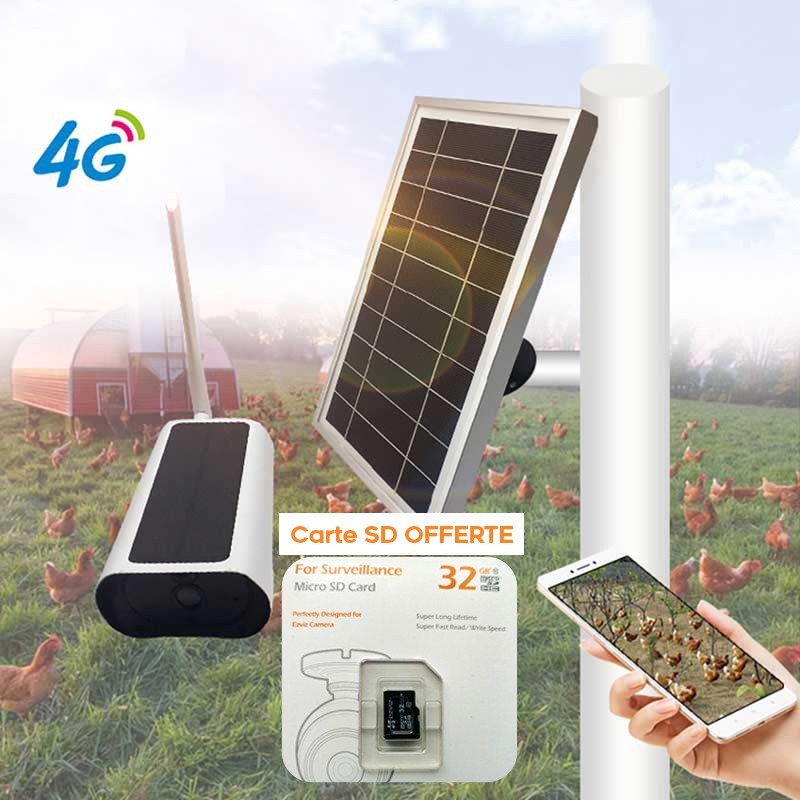 Caméra solaire de surveillance 4G IP66 Full HD