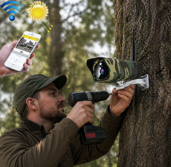 Caméra de surveillance Solaire WiFi HD camouflage avec vision nocturne